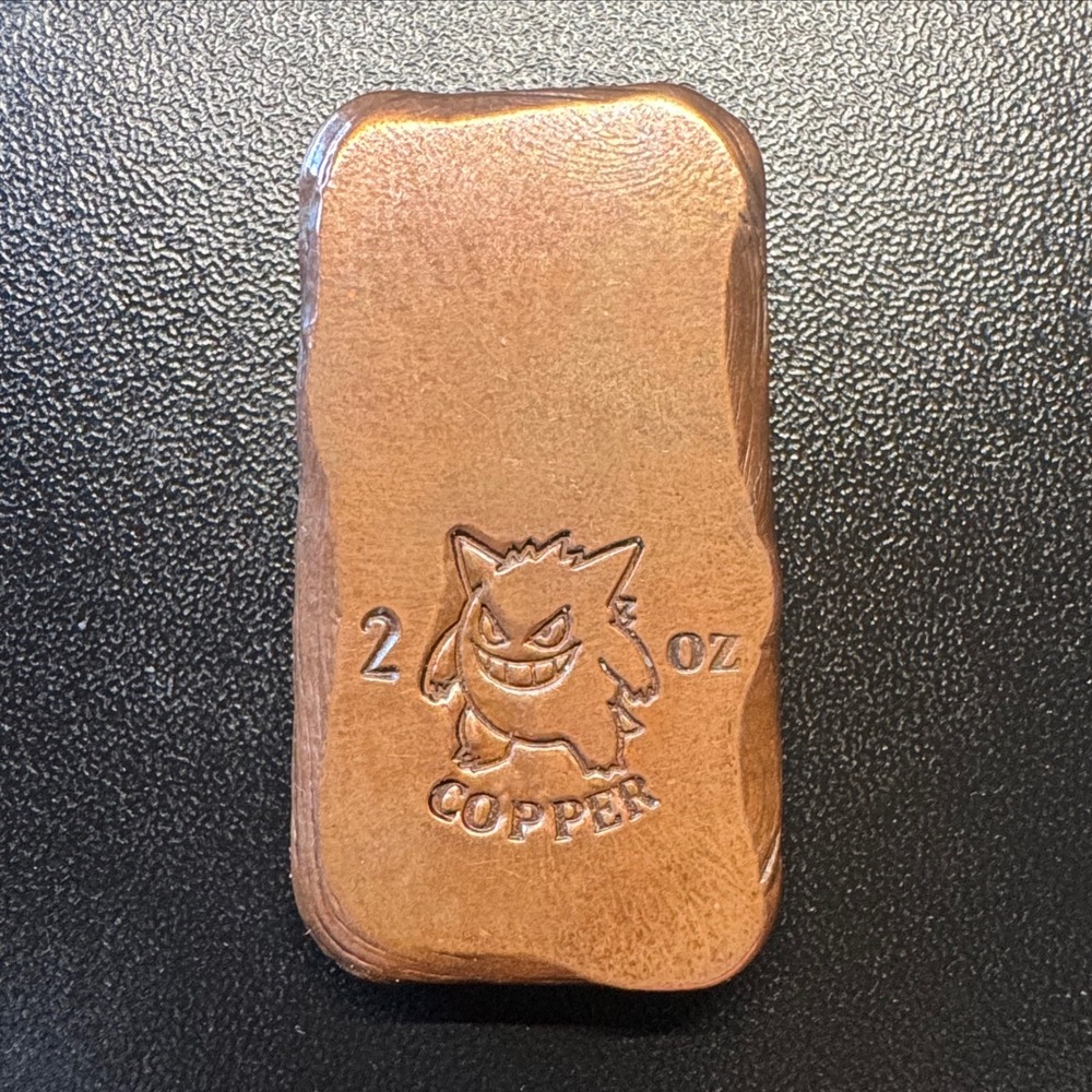 Gengar Pokemon 2oz Copper Bullion Bar Hand Poured Ingot Metal Art